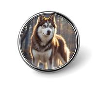Husky Dog Round Badge Cute Enamel Lapel Pin Brooches Button Pin Personalized Clothing Decoration Unisex Badge Holder Hats Bags Shirts Decor