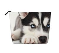 Husky Dog Single Layer Linen Like Makeup Bag, Lightweight and Cute, Easy to Use