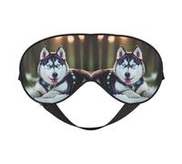Husky Dog Sleep Mask,100% Natural Mulberry Silk Eye Mask with, Ultra-Soft Eye Covers for Sleeping, Travel, Nap