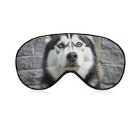 Husky Dog Sleep Mask Light Blocking Eye Cover Polyester Eye Mask with Elastic Strap Blindfold for Side Sleeper Sleeping Masks Face Hugging for Women Men Travel