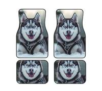Husky Dog Snow Car Floor Mats With Non-Slip Backing - Absorbent Interior Protector For Cars, Suvs & Vehicles - Easy To Clean, Durable Car Carpets