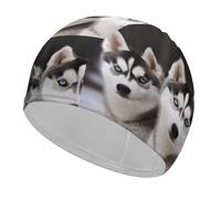 Husky Dog Swim Cap Women Adult Waterproof Swimming Cap for Men Women Swim Cap for Long Hair Bathing Caps for Women Swimming Fabric Swim Cap Swim Hat Swimming Hat