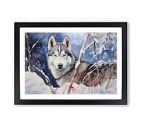 Husky Dog Watercolour No.3 Framed Print | A2 Black Framed Wall Art | Ready to Hang | Modern Animal Picture | Living Room Bedroom Lounge Office