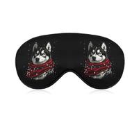 Husky Dog Wearing Scarf Christmas Soft Sleep Mask for Light Blocking Breathable Sleeping Masks Travel Eye Shade Cover with Adjustable Strap