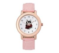 Husky Dog Wearing Scarf Christmas Women's Wrist Watches Leather Strap Watch Ladies Three-Hand Round Case Watches