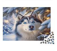 Husky Dog Winter 1000 Pc Eco-friendly Paper Jigsaw Puzzle Kids Beginners Fun Game Beautiful Decoration 52x38cm/1000pcs