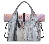 Husky Dog Winter Sports Duffel Bag for Women Men Dog Cute Weekend Overnight Bag with Shoe Compartment Shoulder Tote Luggage Bag for Yoga Gym Travel