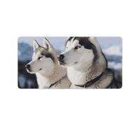 Husky Dogs Desk Pad Large Desk Protector Blotter Mat with Non-Slip Rubber Base Extended Waterproof Mouse Keyboard Pad Stitched Edge for Gaming Writing Office Home