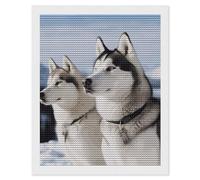 Husky Dogs Diamond Art Painting Kits DIY 5D Diamond Painting Kit for Adults Round Full Drill Diamonds Dots Painting for Beginner Gem Art Craft Home Office Decor 16"x20"