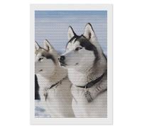Husky Dogs Diamond Art Painting Kits DIY 5D Diamond Painting Kit for Adults Round Full Drill Diamonds Dots Painting for Beginner Gem Art Craft Home Office Decor 8"x12"
