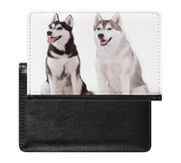 Husky Dogs Passport Holder PU Leather Slim Passport Cover with Card Slots Travel Document Holder Cover