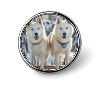Husky Dogs Round Badge Personalized Metal Lapel Pin Badges Fit Clothing Bags Hat Humorous Printed Brooch Badge Party Decorations Accessories for Men Women