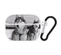 Husky Dogs Snow AirPods Pro 2 Case Cover, Shockproof Hard Shell Protective Case for Women Men, Compatible with Airpod Pro Case 2nd/1st Generation with Keychain-White