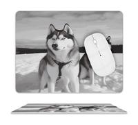 Husky Dogs Snow Mouse Pad Mouse Mat 10 X 8 Inch
