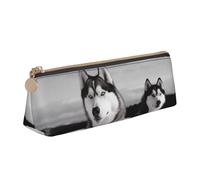 Husky Dogs Snow Pencil Pouch Triangular Pen Case Portable Pen Organizer for Students School Holiday