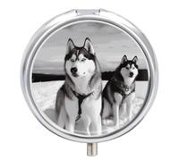Husky Dogs Snow Pill Case Pill Box with 3 Compartments
