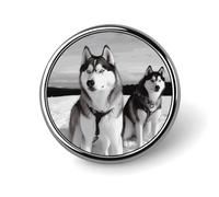 Husky Dogs Snow Round Aluminum Alloy Pin Badge Lapel Pin