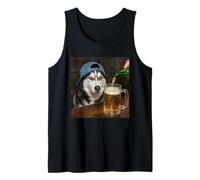 Husky Drinking Beer Funny Siberian Husky Dog Meme Tank Top