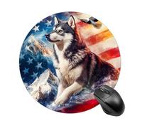 Husky Ea-gles U.S Flag Round Mouse Pad with Non Slip Rubber Base Waterproof Mousepad for Laptop Computer Office