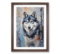 Husky Expressionism Framed Print | A2 Walnut Framed Wall Art | Ready to Hang | Eclectic Animal Picture | Living Room Bedroom Lounge Office