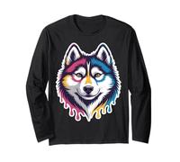 Husky Face Vibrant Dog Long Sleeve T-Shirt