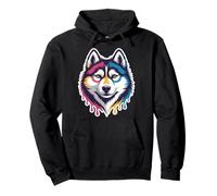 Husky Face Vibrant Dog Pullover Hoodie