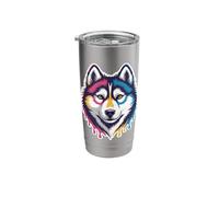 Husky Face Vibrant Dog Stainless Steel Insulated Tumbler
