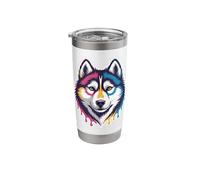 Husky Face Vibrant Dog Stainless Steel Insulated Tumbler