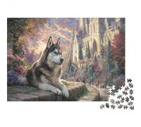 Husky Fairytale Castle Puzzles 1000 Piece Challenge Toy Adults And Children Impossible Jigsaw Puzzle Family Fun Jigsaws Puzzles Home Decoration Gift 52x38cm/1000pcs