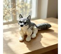 Husky Figurine, Wolf Statue 12.5CM Articulated Movable Joint Desk Decor | Animal Miniature, Posable Sculpture 3D Printed Polymer Office Accent Flexible Canine Specimen Fidget Mech Ornament