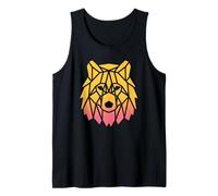 Husky Geometric Gradient Dog Wolf Yellow Tank Top