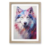 Husky Gestural No.3 Framed Print | A2 Oak Framed Wall Art | Ready to Hang | Eclectic Animal Picture | Living Room Bedroom Lounge Office