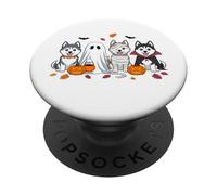 Husky Ghost Dogs Cute Husky Dressed As Ghost Halloween Dog PopSockets Adhesive PopGrip