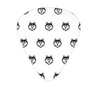 Husky Head Dog,12 Pcs Guitar Pick,3 Different Thickness Plectrums for Acoustic Guitar Bass Ukulele (0.46mm 0.96mm 0.71mm)
