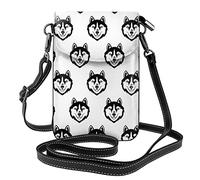Husky Head Dog Black And White Crossbody Cell Phone Purse Women Pu Crossbody Bag Small Crossbody Wallet Purse Shoulder Bag