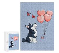 Husky Hearts Jigsaw Puzzle for Adults Wooden Challenging Puzzles Gift for Family Friends