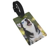 Husky Howling Face Luggage Tags for Suitcases - Durable PVC ID Tags with Detachable Straps for Travel, Backpack, Golf Bag, Anti-Loss