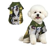 Husky Howling Face M Pet Hawaiian Shirt for Small Dogs-Cute Summer Beach Outfit for Puppy, Soft Breathable Cat Clothes with Buttons
