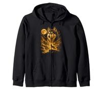 Husky Howling To The Moon Mountain Forest Scene Zip Hoodie