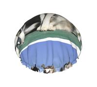 Husky Huskie Dogs,Shower Cap Nightcap Double Layer Waterproof Elastic Bath Cap Reusable Hair Cap