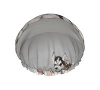 Husky Huskie Dogs,Shower Cap Nightcap Double Layer Waterproof Elastic Bath Cap Reusable Hair Cap