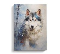 Husky Impressionism Art No.3 Canvas Print | Gallery Wrapped 30mm Frame Wall Art | 30x20 inches | Ready to Hang | Impressionist Picture | Living Room Bedroom Lounge Office