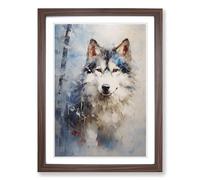 Husky Impressionism No.3 Framed Print | A2 Walnut Framed Wall Art | Ready to Hang | Impressionist Animal Picture | Living Room Bedroom Lounge Office