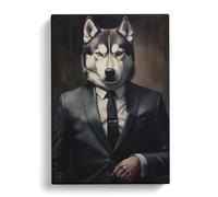 Husky in a Suit Painting No.3 Canvas Print | Gallery Wrapped 30mm Frame Wall Art | 30x20 inches | Ready to Hang | Modern Picture | Living Room Bedroom Lounge Office
