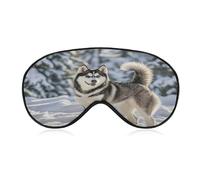 Husky in Snow Dog Eye Mask, Adjustable Strip, Blocks Light Sleep Mask, Sleep Eye Mask for Night Sleeping Travel Nap 8.1 * 4.1 Inches
