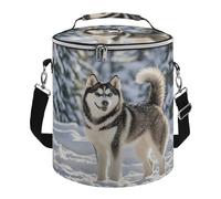 Husky in Snow Dog Insulated Cooler Bag, Collapsible & Leakproof Lunch Bag, Large Capacity Cooler for Picnic Travel Camping