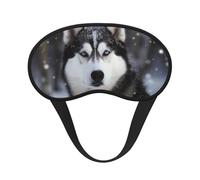 Husky in Snow Dog Sleep Mask for Women Men Eye Mask for Sleeping Light Blocking Sleeping Mask with Elastic Strap Blindfold for Flight Nap Soft Breathable Travel Eye Cover for Side Sleeper