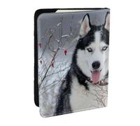 Husky in Winter, Passport Holder PU Leather Travel Wallet Passport Case Passport Covers 6.5 in