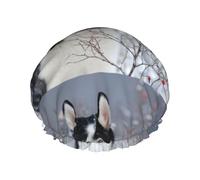Husky In Winter,Shower Cap Nightcap Double Layer Waterproof Elastic Bath Cap Reusable Hair Cap