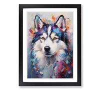 Husky Informel No.3 Framed Print | A2 Black Framed Wall Art | Ready to Hang | Modern Animal Picture | Living Room Bedroom Lounge Office